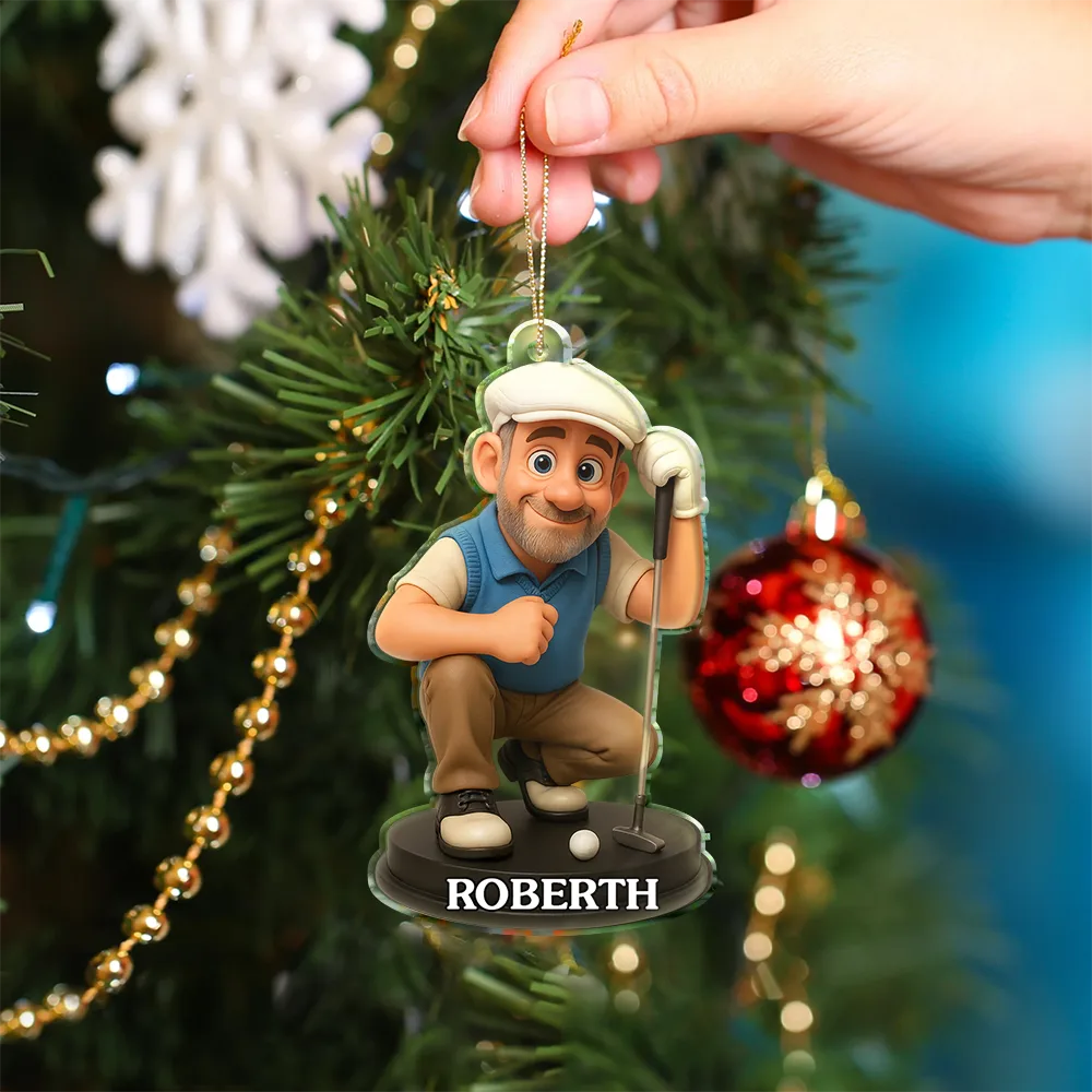 Custom Photo 3D Effect Figure Art Golf Lover - Personalized Custom Shaped Acrylic Ornament - Image 4