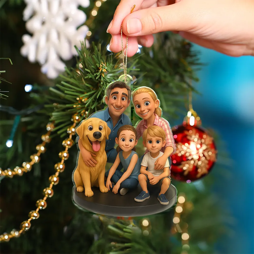 Custom Photo 3D Effect Figure Art Happy Family - Personalized Custom Shaped Acrylic Ornament - Image 4