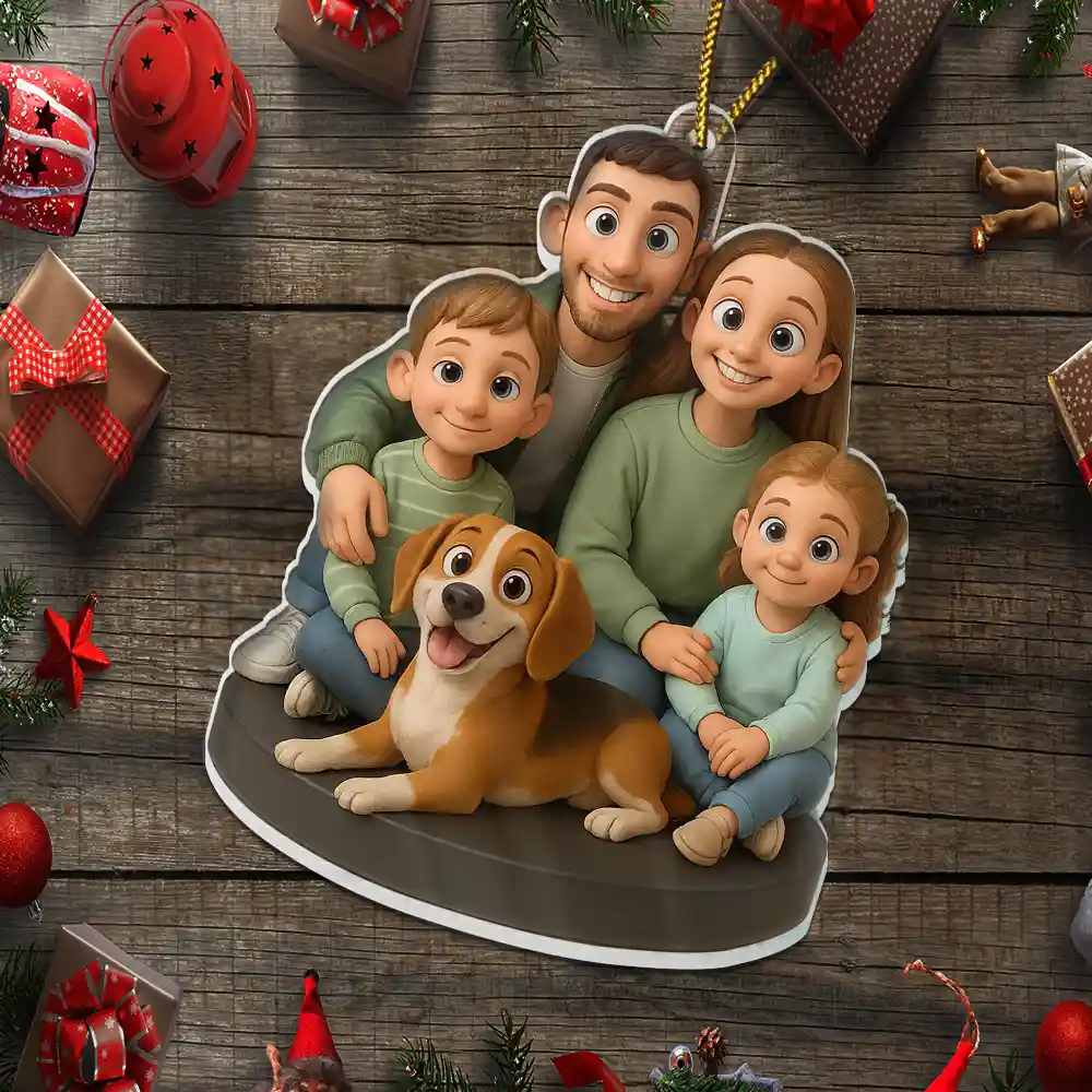 Custom Photo 3D Effect Figure Art Happy Family - Personalized Custom Shaped Acrylic Ornament - Image 5