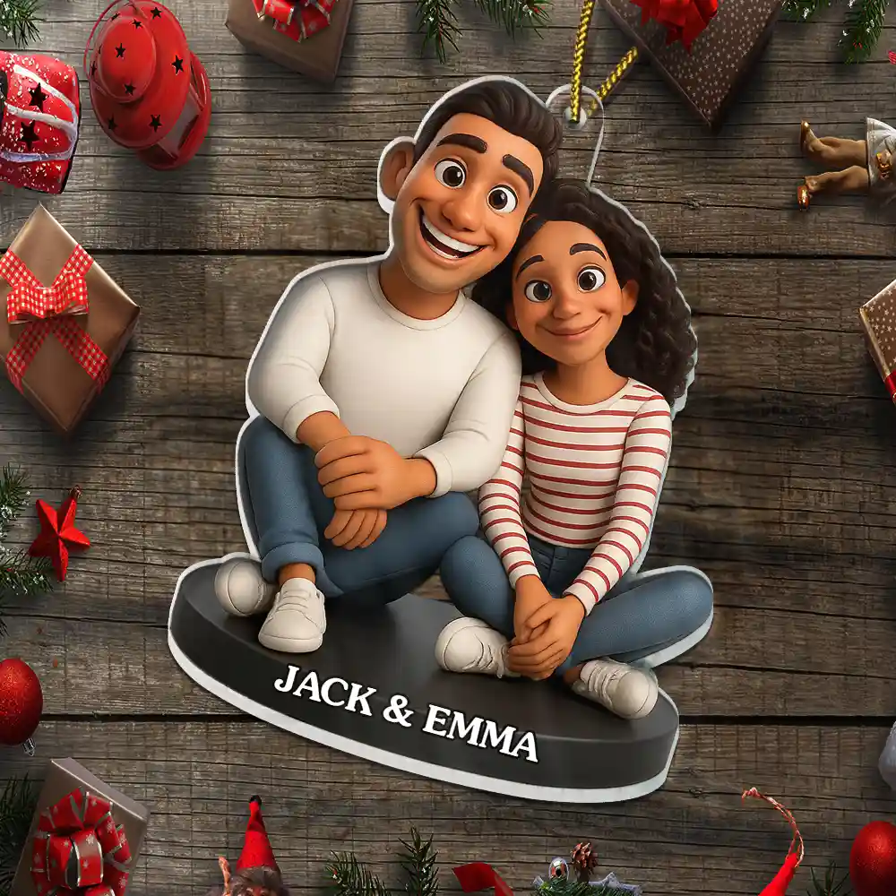 Custom Photo 3D Effect Figure Art Loving Couple - Personalized Custom Shaped Acrylic Ornament - Image 5