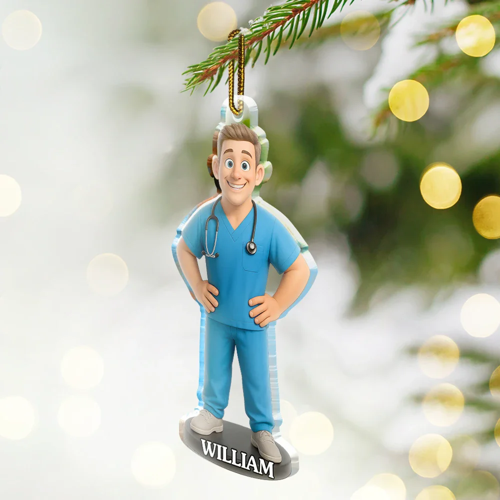 Custom Photo 3D Effect Figure Art Nurse - Personalized Custom Shaped Acrylic Ornament - Image 2