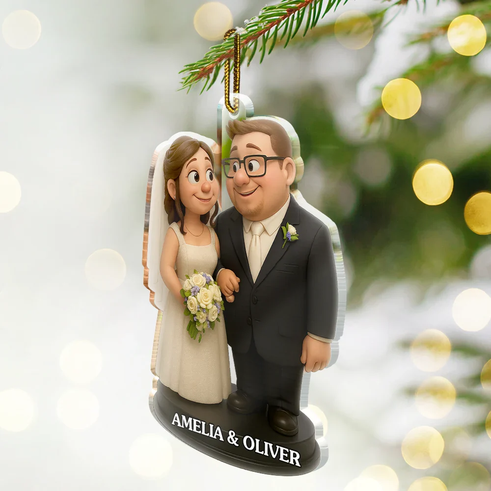 Custom Photo 3D Effect Figure Art Wedding Couple - Personalized Custom Shaped Acrylic Ornament - Image 3