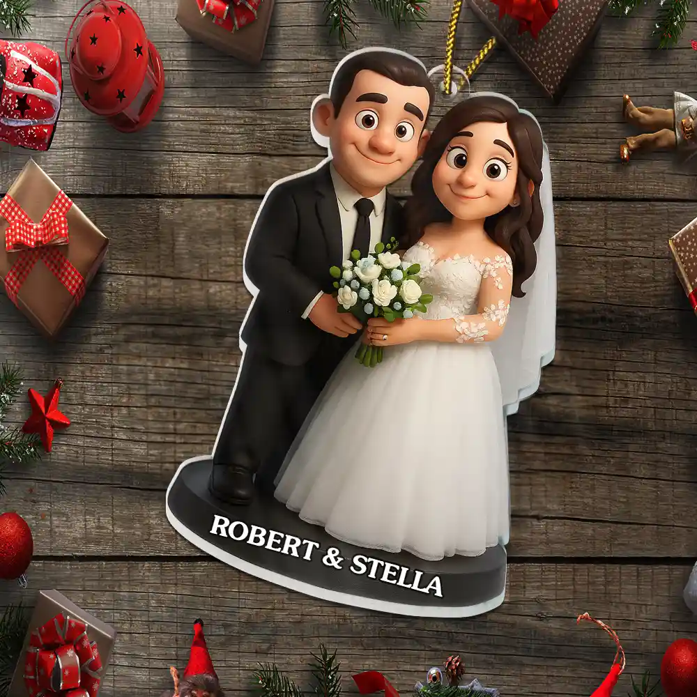 Custom Photo 3D Effect Figure Art Wedding Couple - Personalized Custom Shaped Acrylic Ornament - Image 6