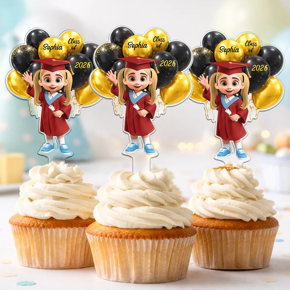 Custom Photo 3D Effect Happy Graduation Kid - Personalized Acrylic Cake Topper - Image 3