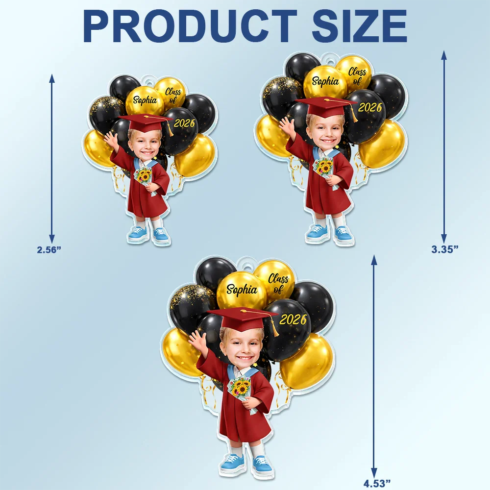 Custom Photo 3D Effect Happy Graduation Kid - Personalized Acrylic Car Hanger - Image 5