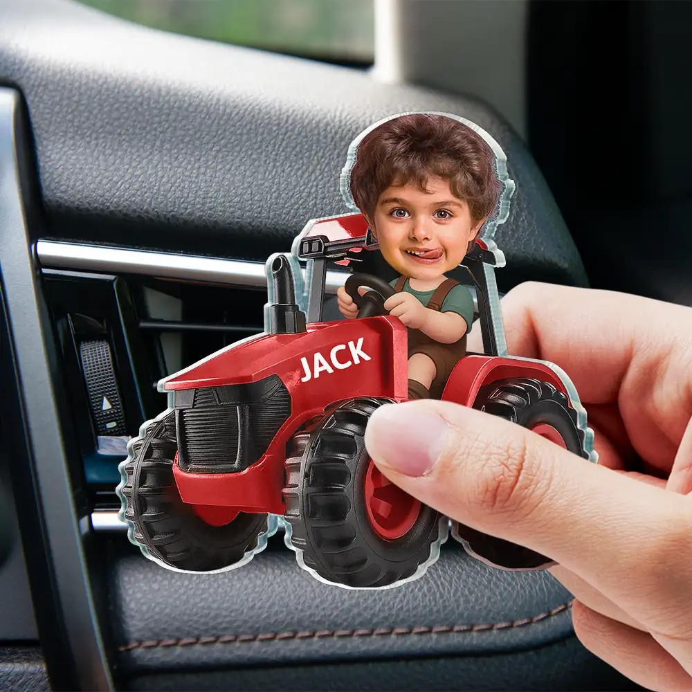 Custom Photo 3D Effect Tractor Farmer - Personalized Acrylic Car Vent Clip - Image 5