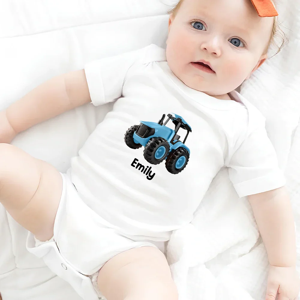 Custom Photo 3D Effect Tractor Farmer - Personalized Baby Onesie - Image 6