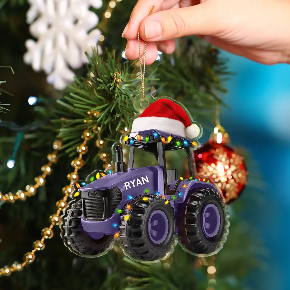 Custom Photo 3D Effect Tractor Farmer - Personalized Custom Shaped Acrylic Ornament - Image 5