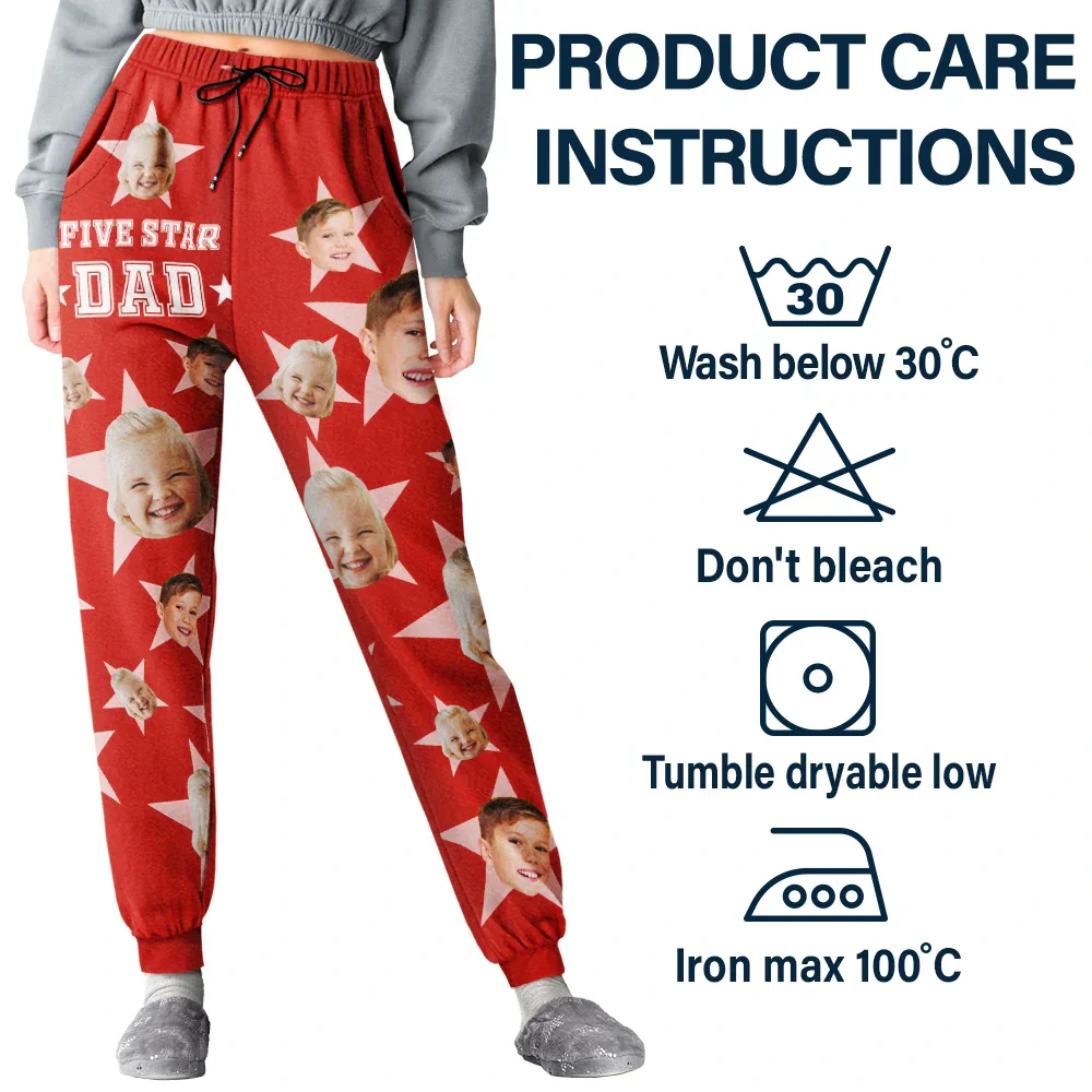Custom Photo 5 Star Dad - Personalized Pajama Pants - Image 6