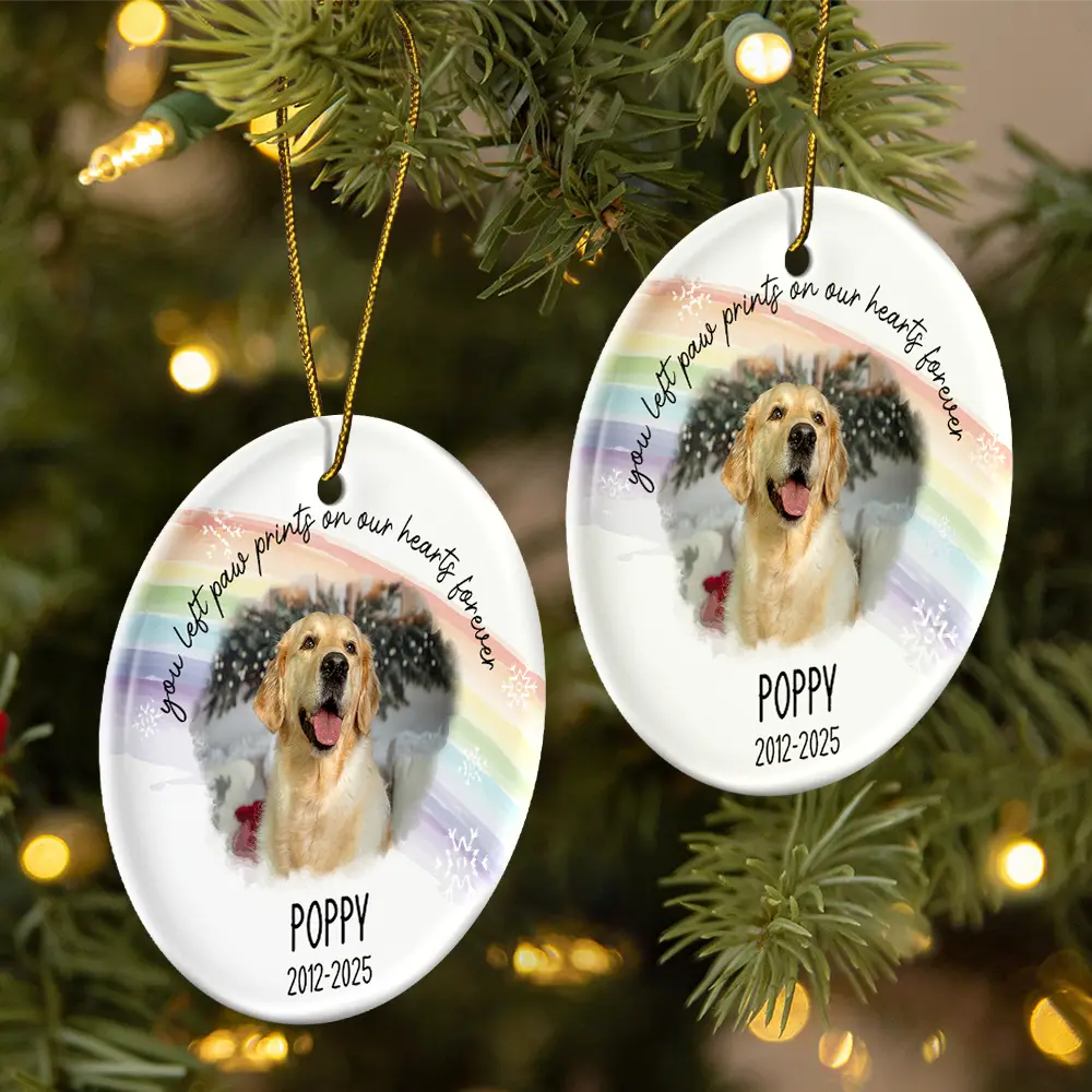Custom Photo A Best Friend Is Never Forgotten - Personalized Circle Ceramic Ornament - Image 2