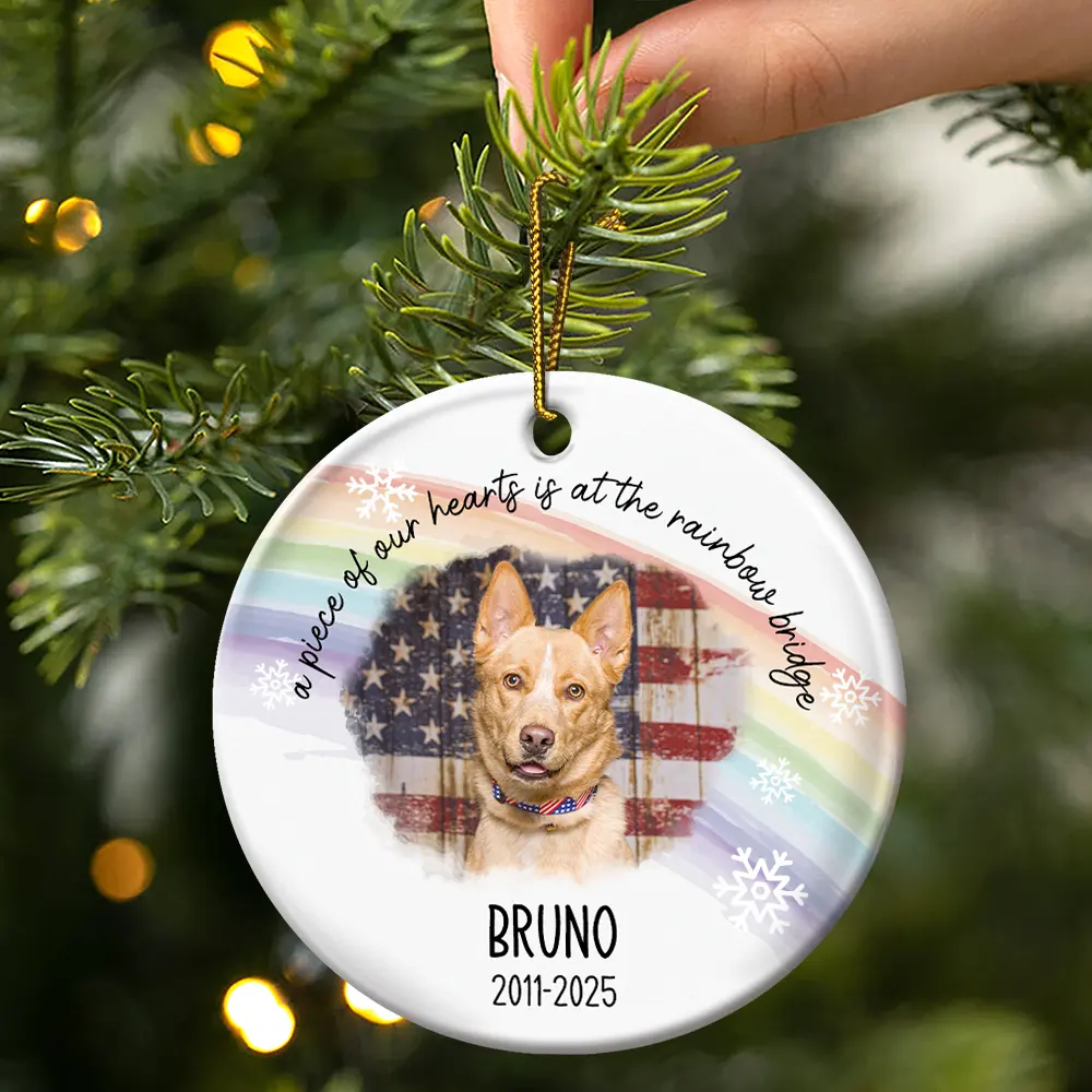 Custom Photo A Best Friend Is Never Forgotten - Personalized Circle Ceramic Ornament - Image 3