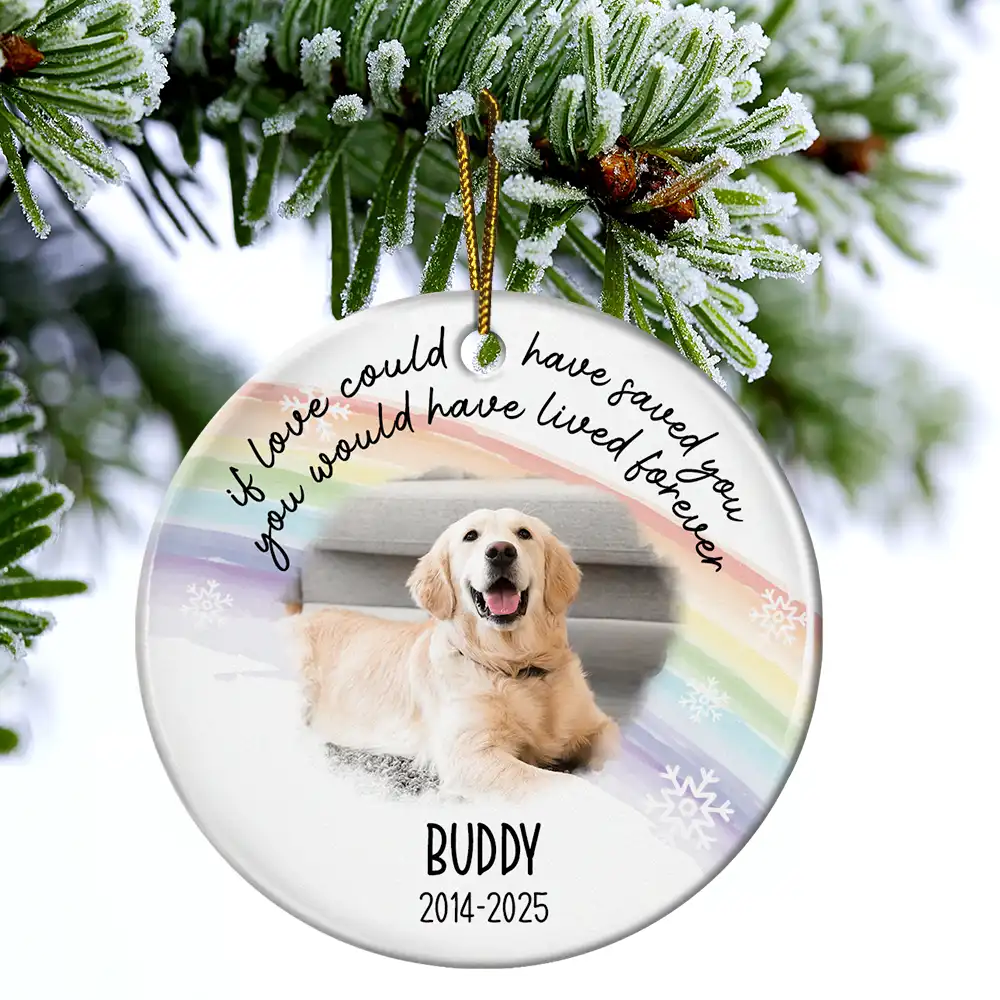 Custom Photo A Best Friend Is Never Forgotten - Personalized Circle Ceramic Ornament - Image 4