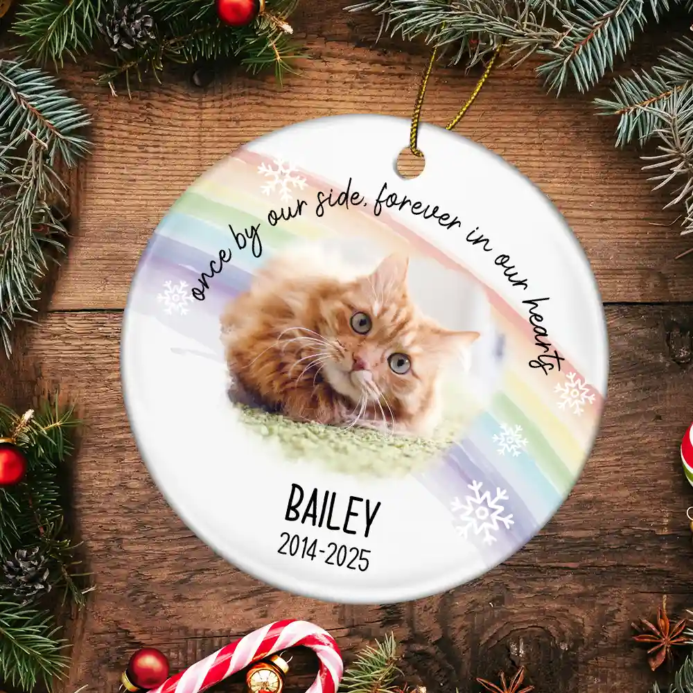 Custom Photo A Best Friend Is Never Forgotten - Personalized Circle Ceramic Ornament - Image 5