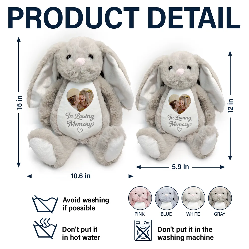 Custom Photo A Cuddle From Heaven Memorial - Personalized Soft Toy Bunny - Image 5