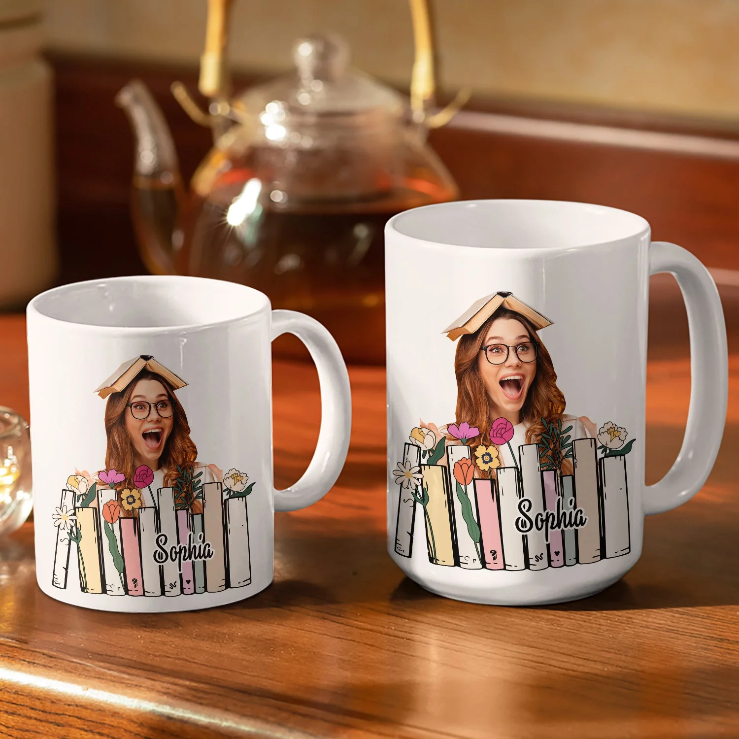 Custom Photo A Girl Loves Books - Gift For Book Lovers, Reading Lovers, Women, Yourself - Personalized White Edge-to-Edge Mug - Image 4