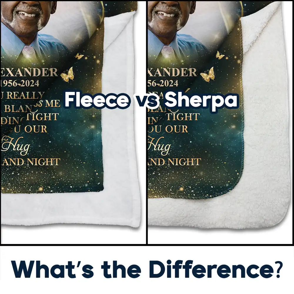 Custom Photo A Hug From Heaven Family Memorial - Personalized Fleece Blanket, Sherpa Blanket - Image 4
