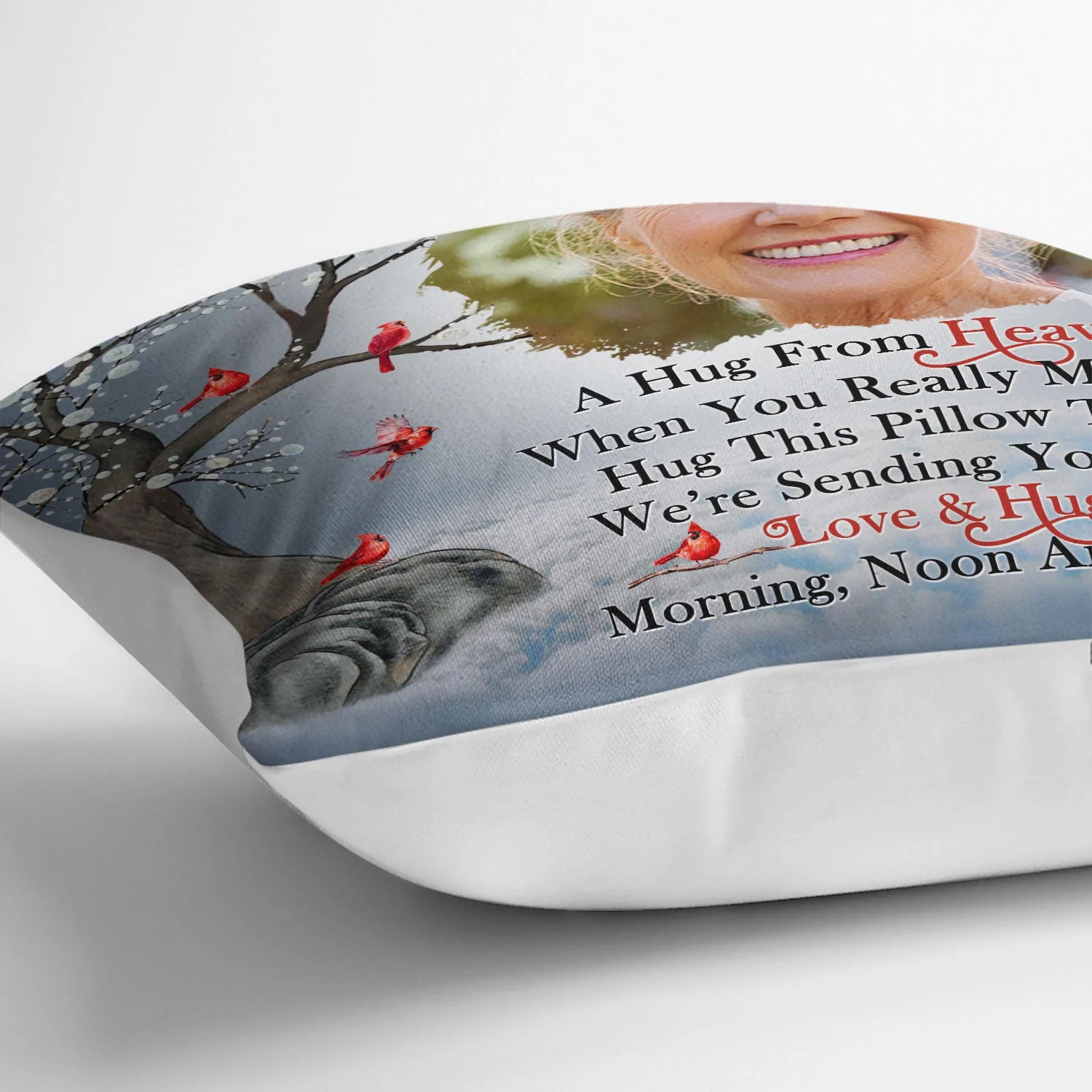 Custom Photo A Hug From Heaven - Memorial Gift For Family, Friends - Personalized Pillow - Image 3