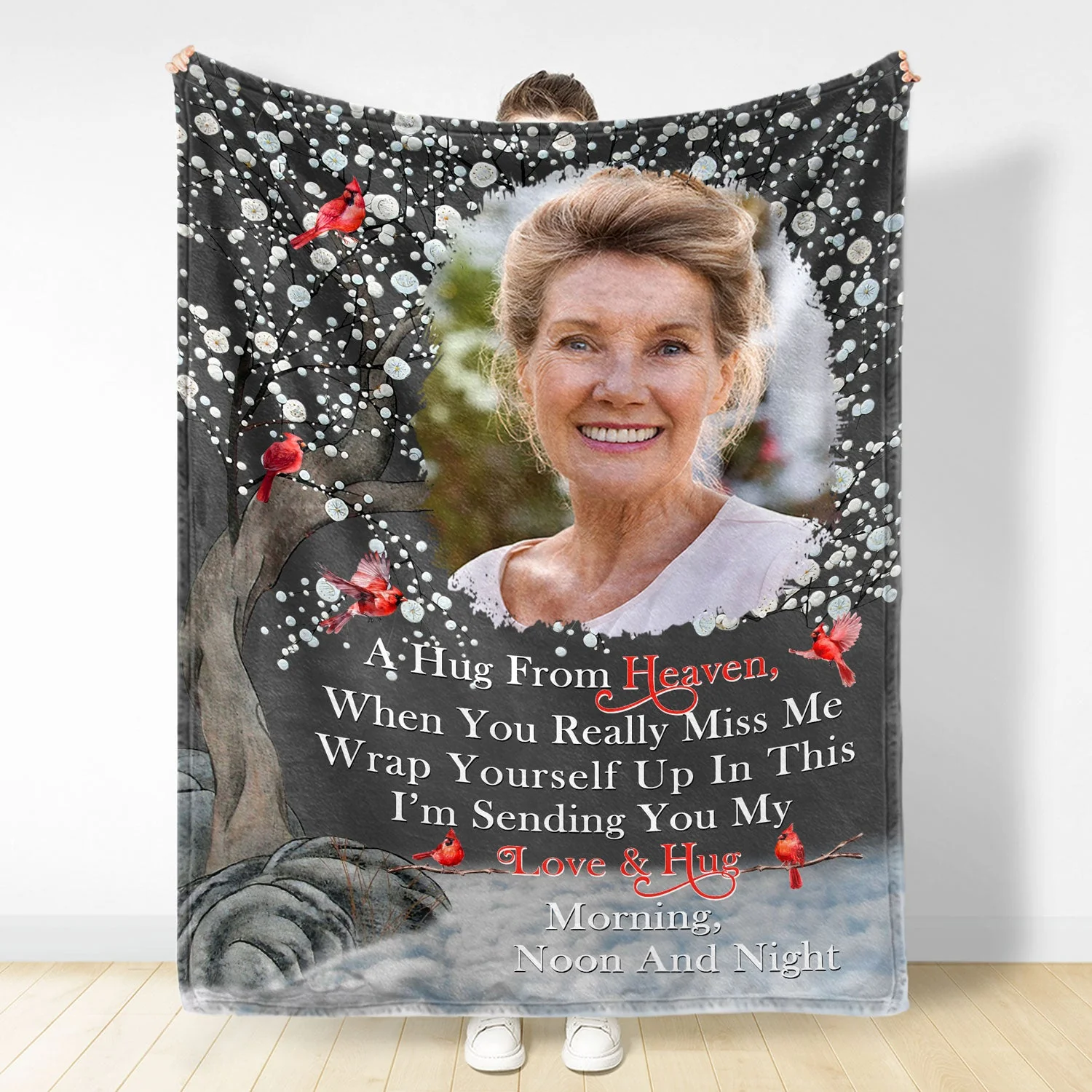 Custom Photo A Hug From Heaven - Memorial Gift For Family, Friends, Siblings - Personalized Fleece Blanket - Image 3