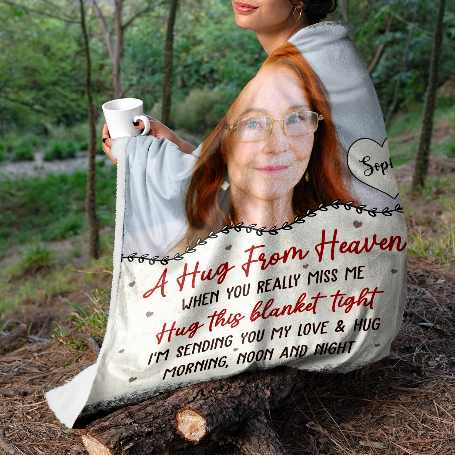 Custom Photo A Hug From Heaven - Memorial Gift - Personalized Fleece Blanket - Image 5