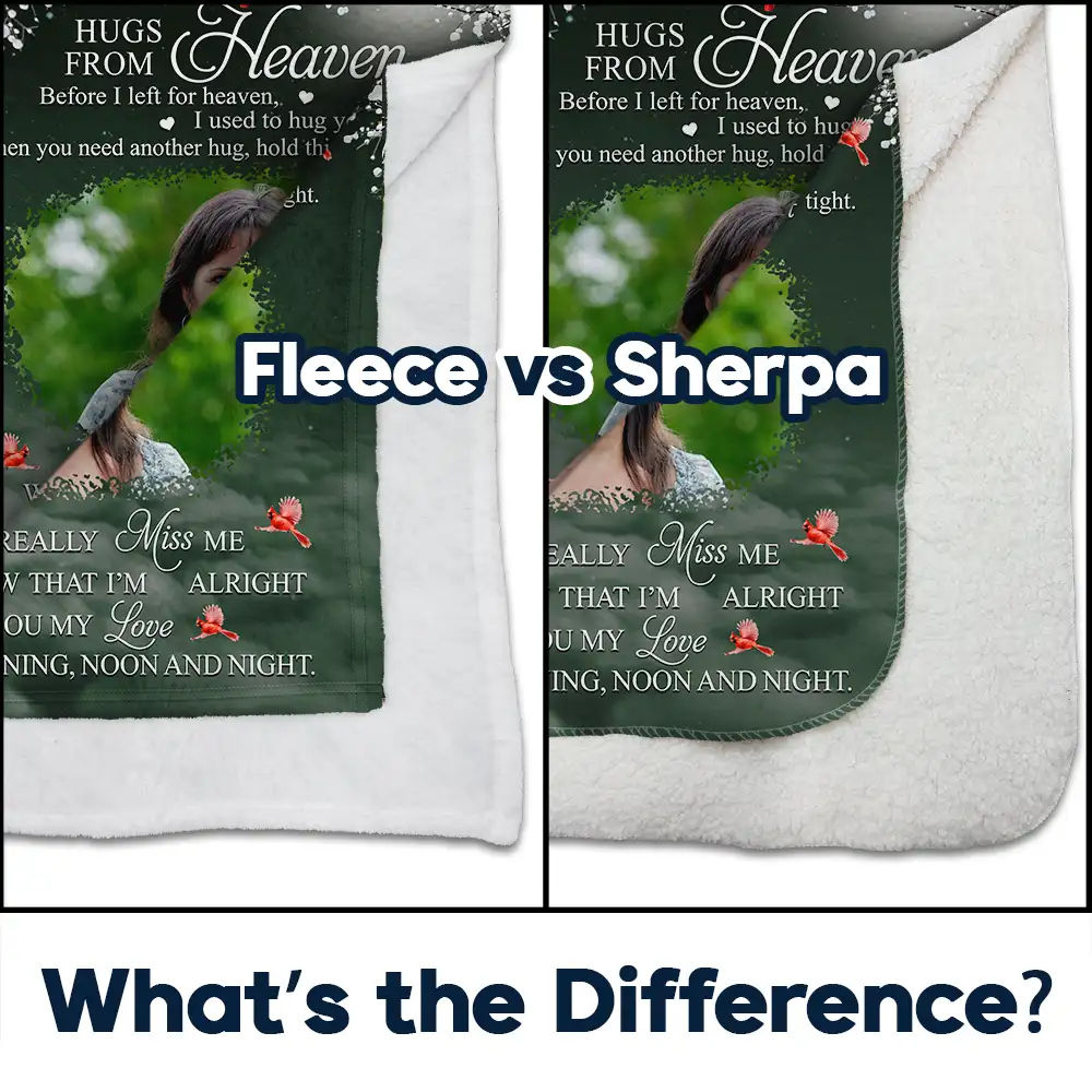 Custom Photo A Hug From Heaven - Personalized Fleece Blanket, Sherpa Blanket - Image 4
