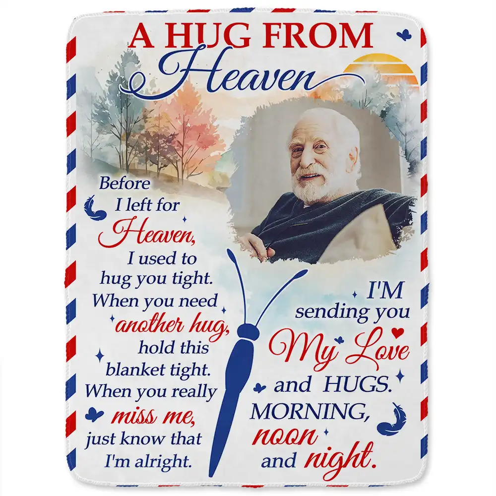 Custom Photo A Hug From Heaven - Personalized Fleece Blanket, Sherpa Blanket - Image 2