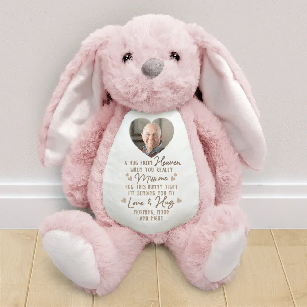 Custom Photo A Hug From Heaven - Personalized Soft Toy Bunny - Image 2