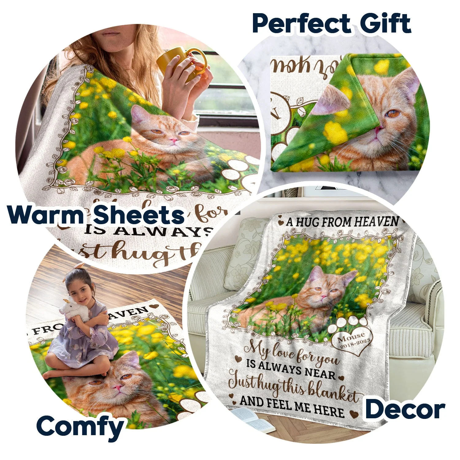 Custom Photo A Hug From Heaven - Sympathy Gift, Memorial Gift For Your Loved Ones, Pet Lovers, Dog Lovers, Cat Lovers - Personalized Fleece Blanket, Sherpa Blanket - Image 7