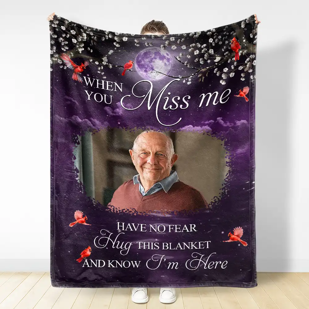 Custom Photo A Hug From Heaven When You Really Miss Me Memorial - Personalized Fleece Blanket, Sherpa Blanket - Image 3