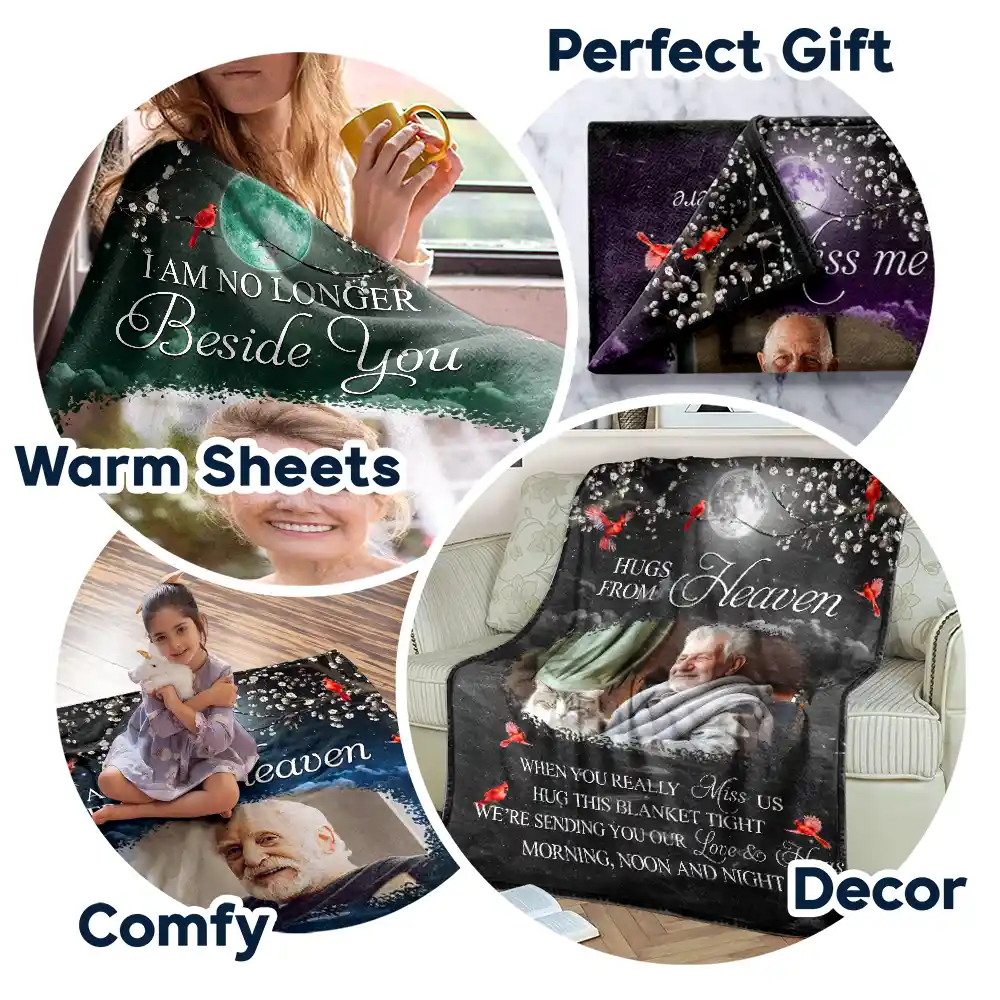 Custom Photo A Hug From Heaven When You Really Miss Me Memorial - Personalized Fleece Blanket, Sherpa Blanket - Image 7