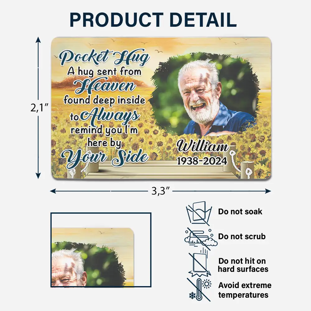 Custom Photo A Hug Send From Heaven - Personalized Aluminum Wallet Card - Image 6