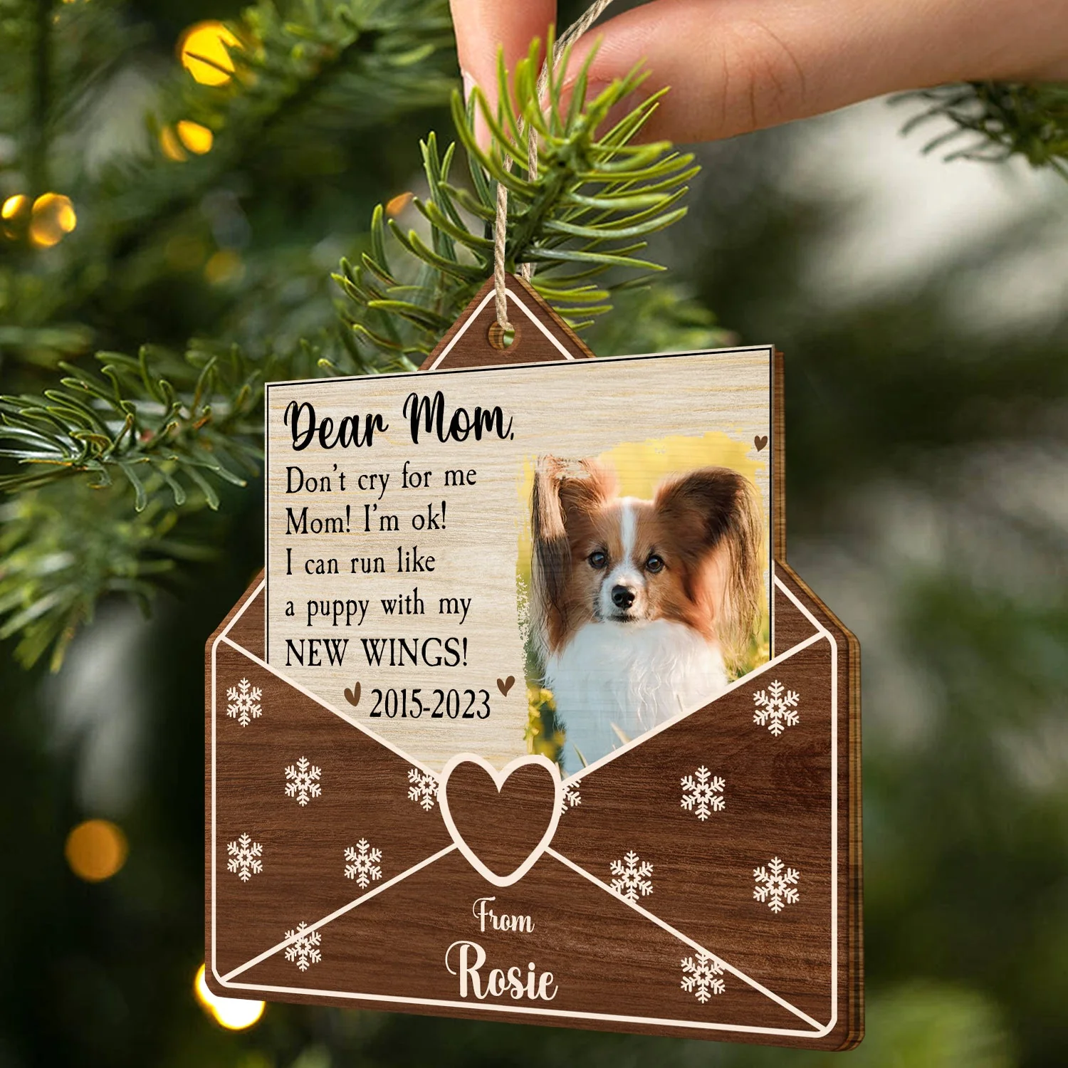 Custom Photo A Letter From Heaven Dog Cat - Pet Memorial Gift, Christmas Gift - Personalized Custom Shaped Wooden Ornament - Image 2