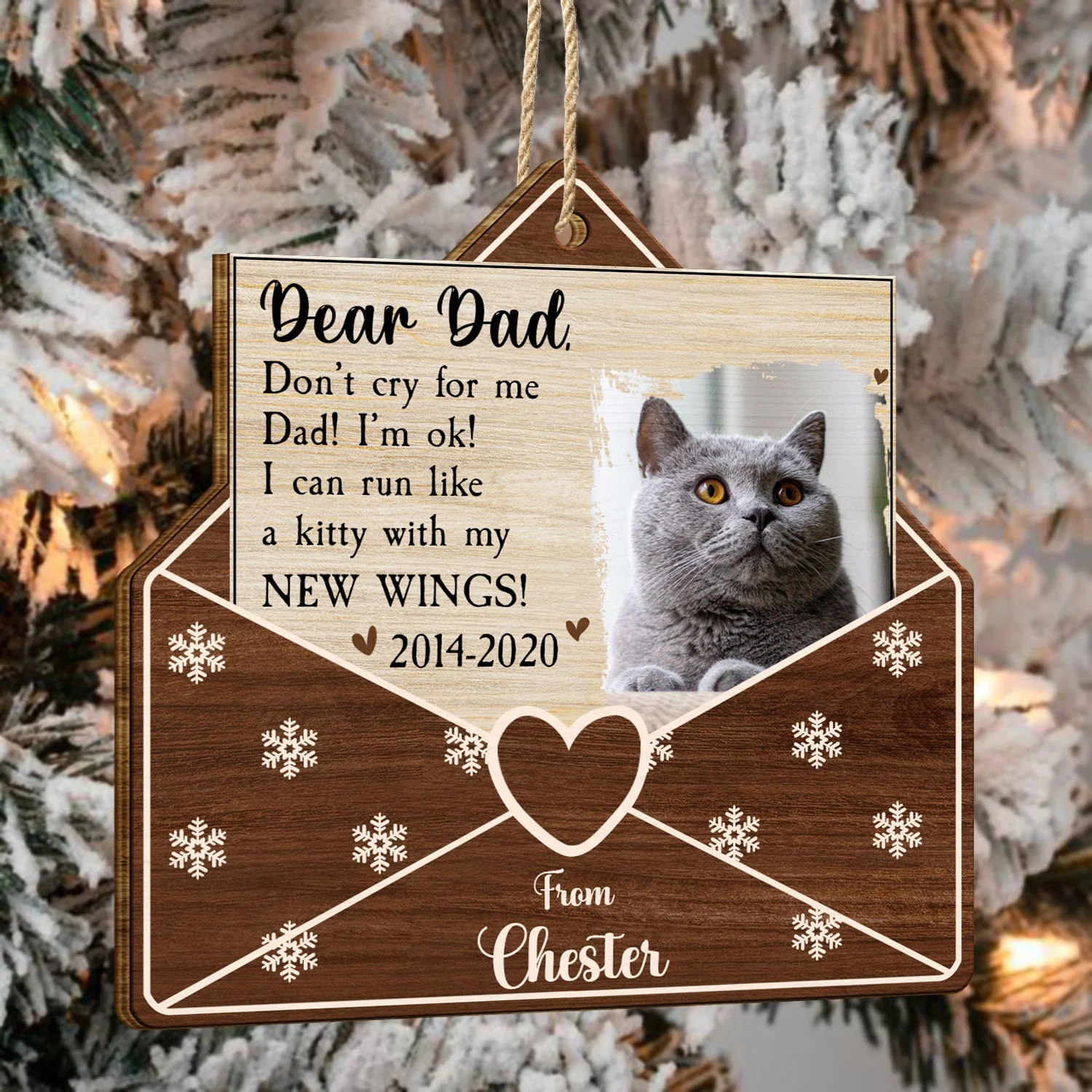 Custom Photo A Letter From Heaven Dog Cat - Pet Memorial Gift, Christmas Gift - Personalized Custom Shaped Wooden Ornament - Image 4