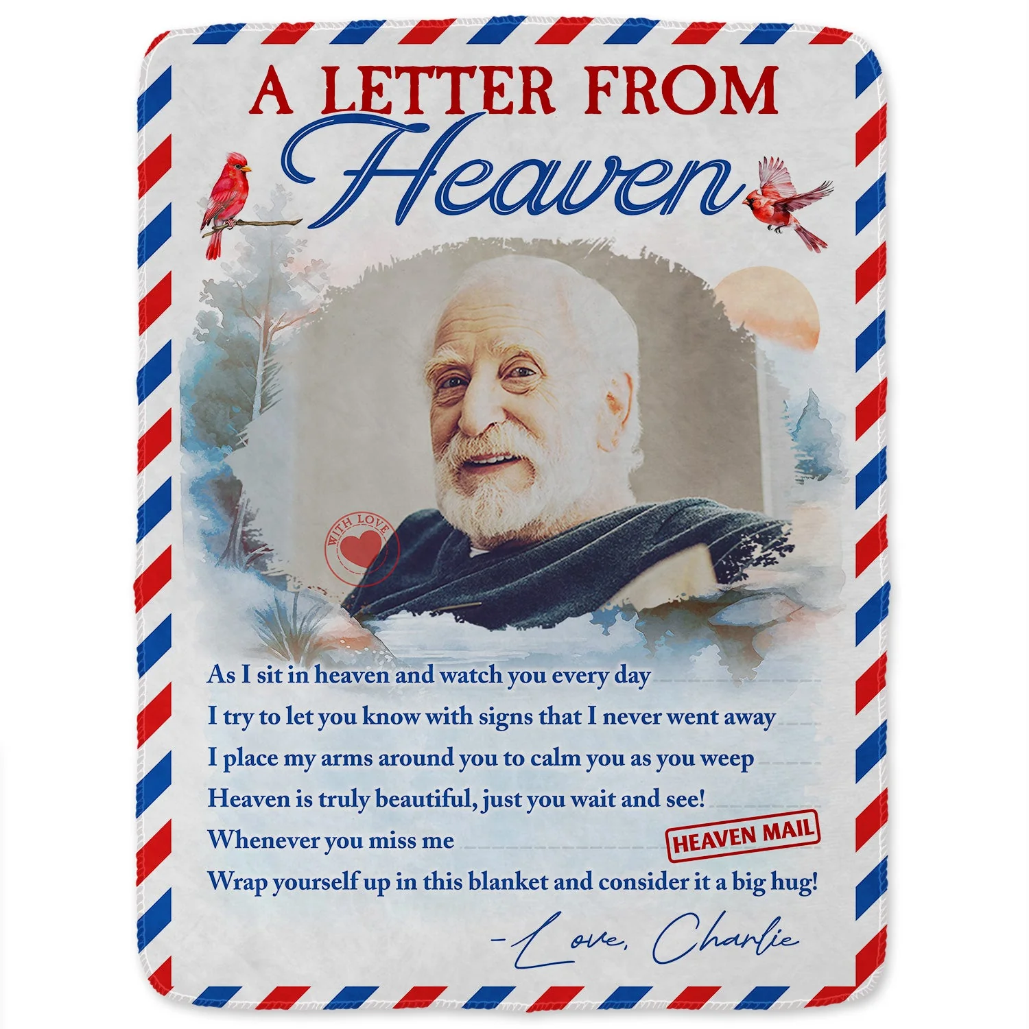 Custom Photo A Letter From Heaven Wrap Yourself Up - Memorial Gift For Family, Friend, Pet Lover - Personalized Fleece Blanket - Image 2