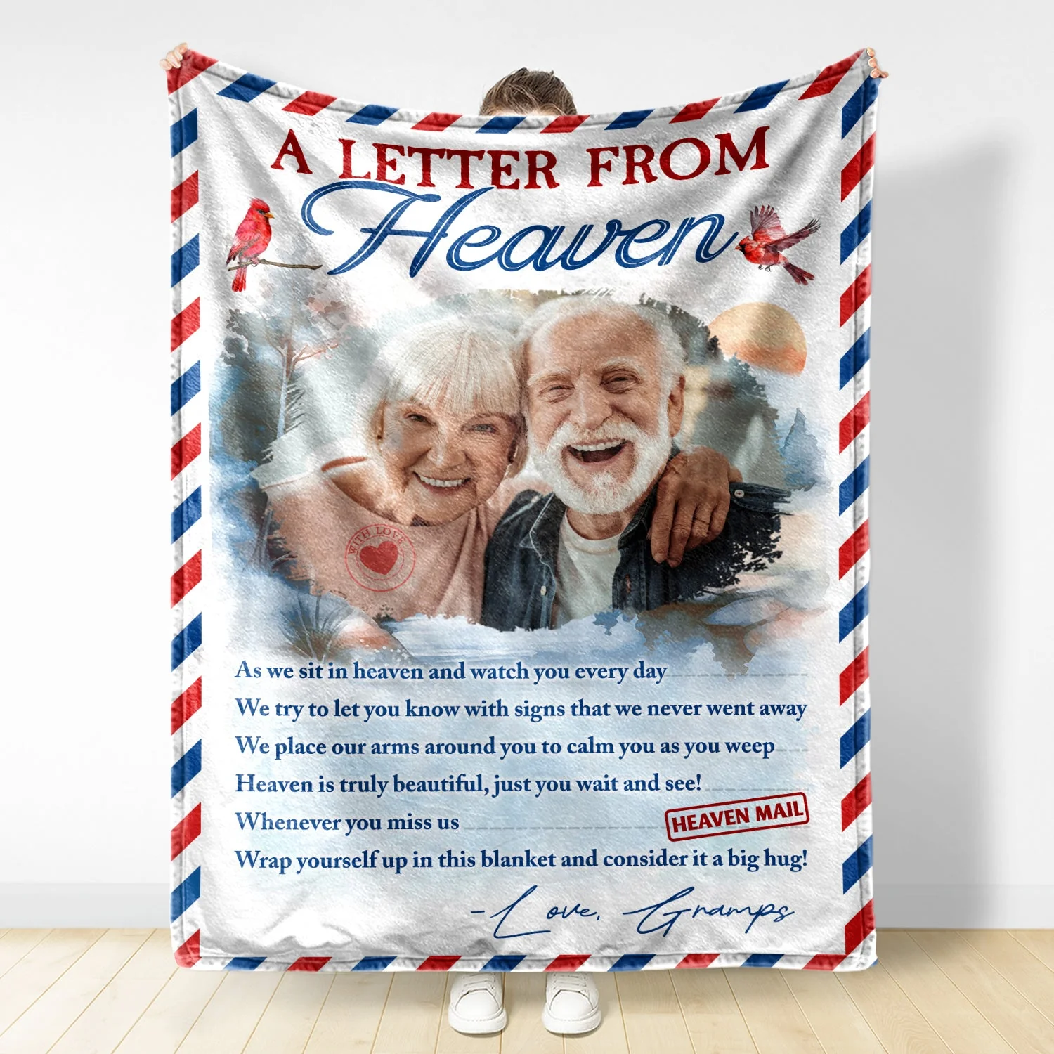 Custom Photo A Letter From Heaven Wrap Yourself Up - Memorial Gift For Family, Friend, Pet Lover - Personalized Fleece Blanket - Image 3