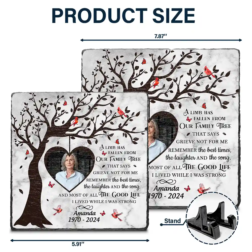 Custom Photo A Limb Has Fallen From Our Family Tree - Personalized Rectangle Memorial Garden Stone - Image 5