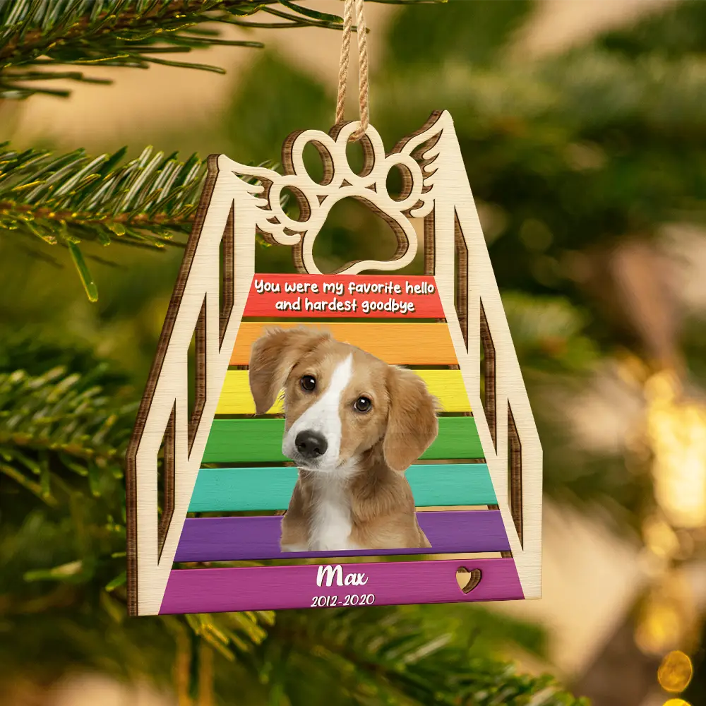 Custom Photo A Piece Of My Heart Is At The Rainbow Bridge - Personalized Custom Shaped Wooden Ornament - Image 4