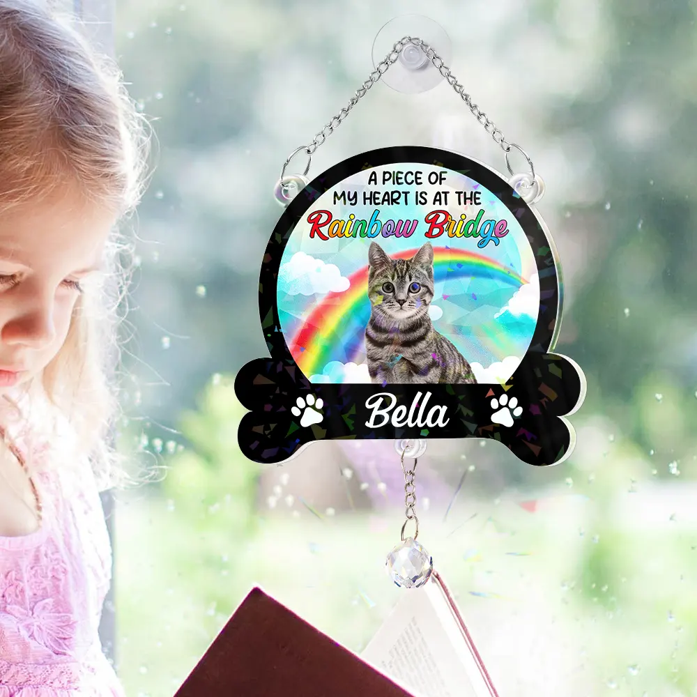 Custom Photo A Piece Of My Heart Is At The Rainbow Bridge - Personalized Rainbow Suncatcher With Crystal Ball Prism - Image 7