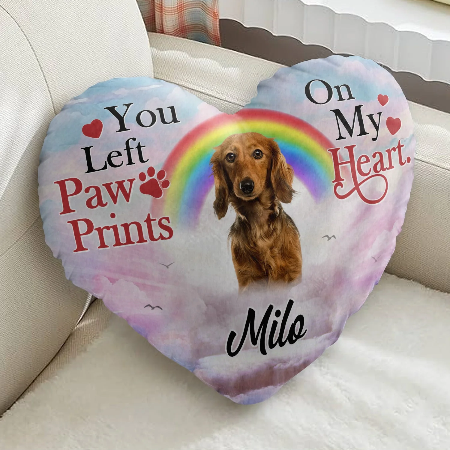Custom Photo A Piece Of My Heart - Memorial Gift For Cat Lovers, Dog Lovers - Personalized Heart Shaped Pillow - Image 3