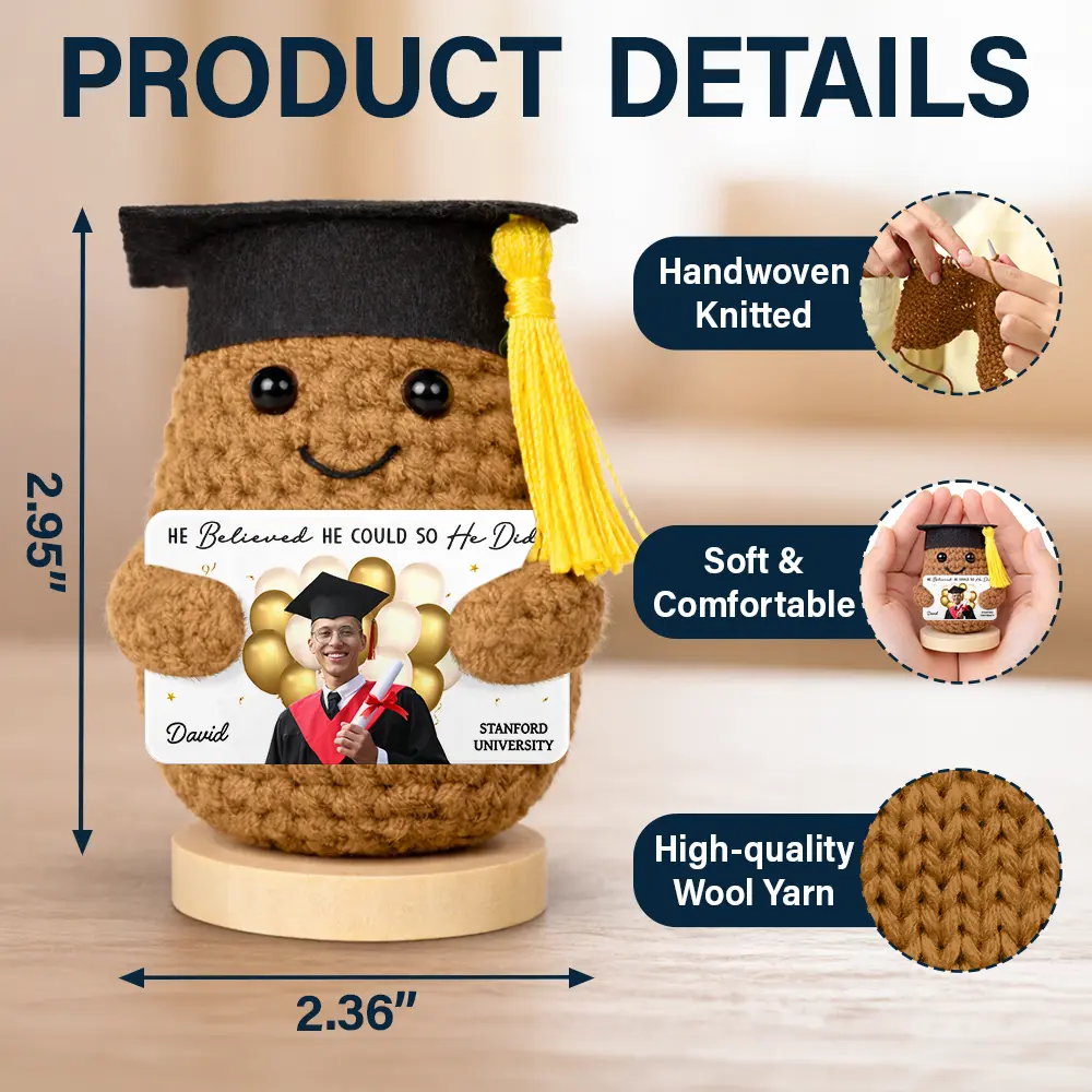 Custom Photo A Sweet Ending To A New Beginning - Personalized Doll Crochet With Custom Card - Image 5