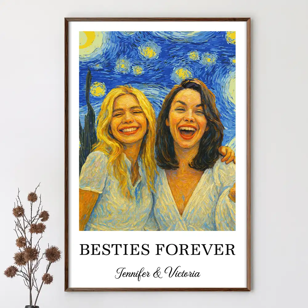 Custom Photo A True Friendship Is A Journey Without An End Starry Night - Personalized Poster - Image 3