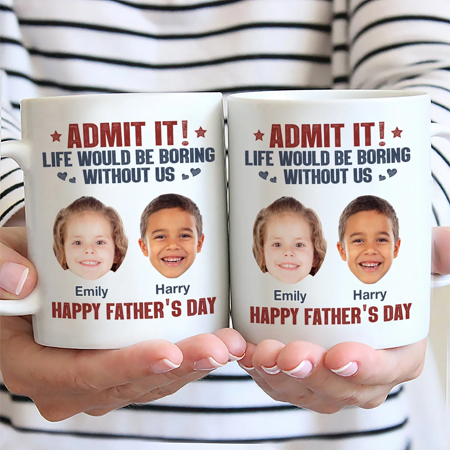 Custom Photo Admit It Life Would Be Boring Without Us - Gift For Dad, Father, Dog Lover, Cat Lover - Personalized Mug - Image 3