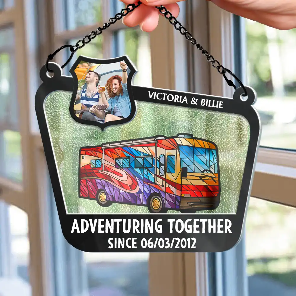 Custom Photo Adventuring Together Since Date - Personalized Acrylic Window Hanging Suncatcher - Image 2