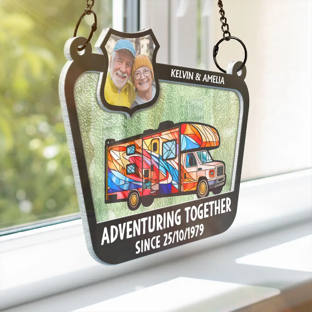 Custom Photo Adventuring Together Since Date - Personalized Acrylic Window Hanging Suncatcher - Image 3