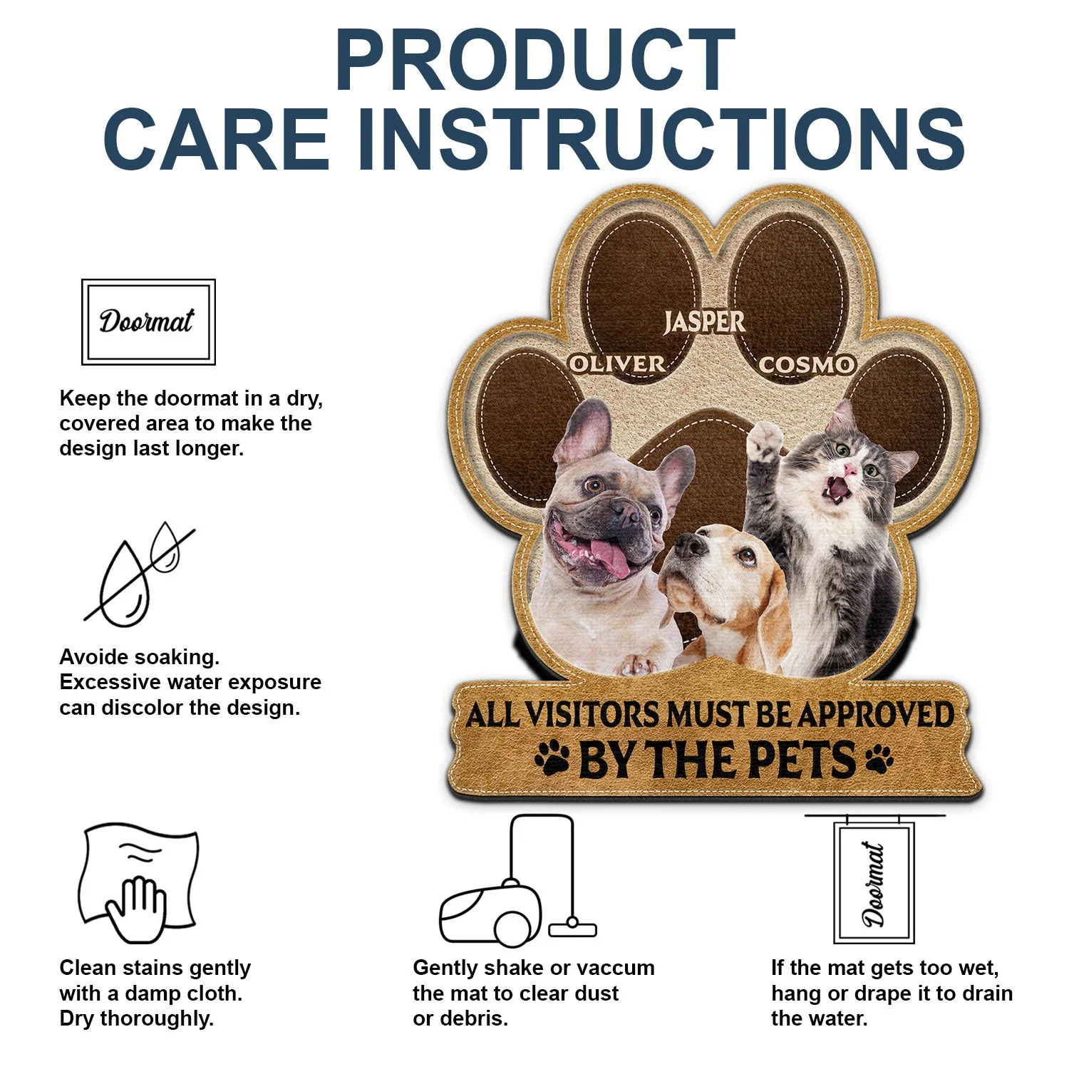 Custom Photo All Guests Must Be Approved - Gift For Pet Lovers - Personalized Custom Shaped Doormat - Image 6