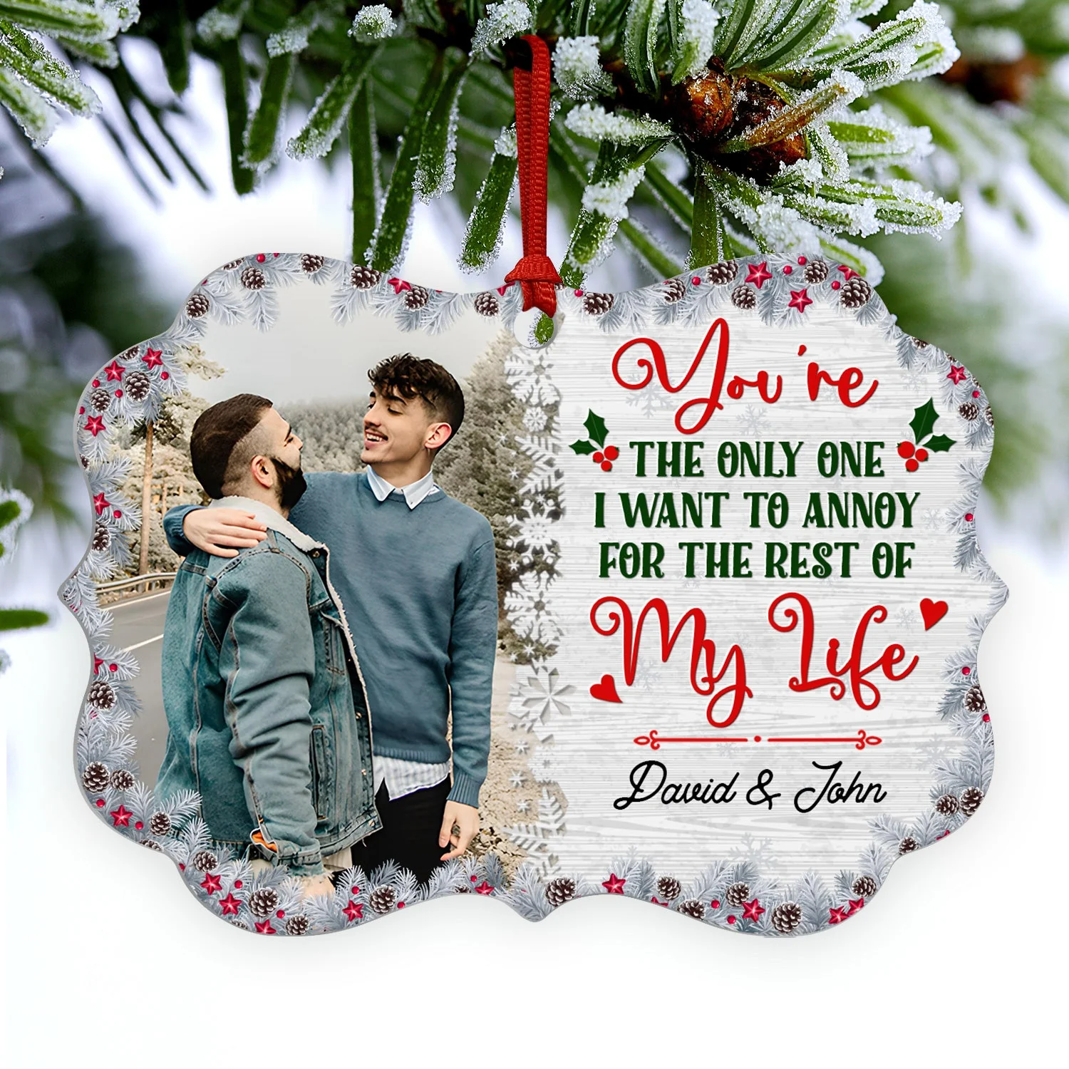Custom Photo All Of Me Loves All Of You - Christmas Gift For Married Couples - Personalized Custom Aluminum Ornament - Image 3