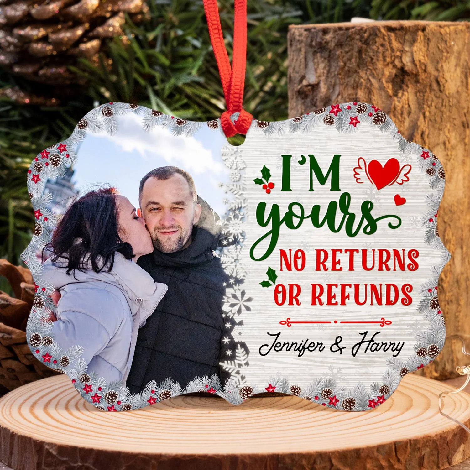 Custom Photo All Of Me Loves All Of You - Christmas Gift For Married Couples - Personalized Custom Aluminum Ornament - Image 4