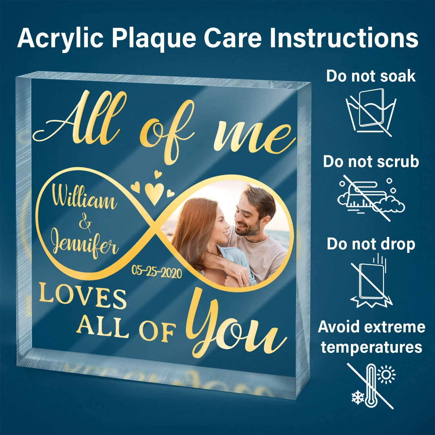 Custom Photo All Of Me Loves All Of You - Loving, Anniversary Gift For Couple, Spouse, Husband, Wife - Personalized Square Shaped Acrylic Plaque - Image 6
