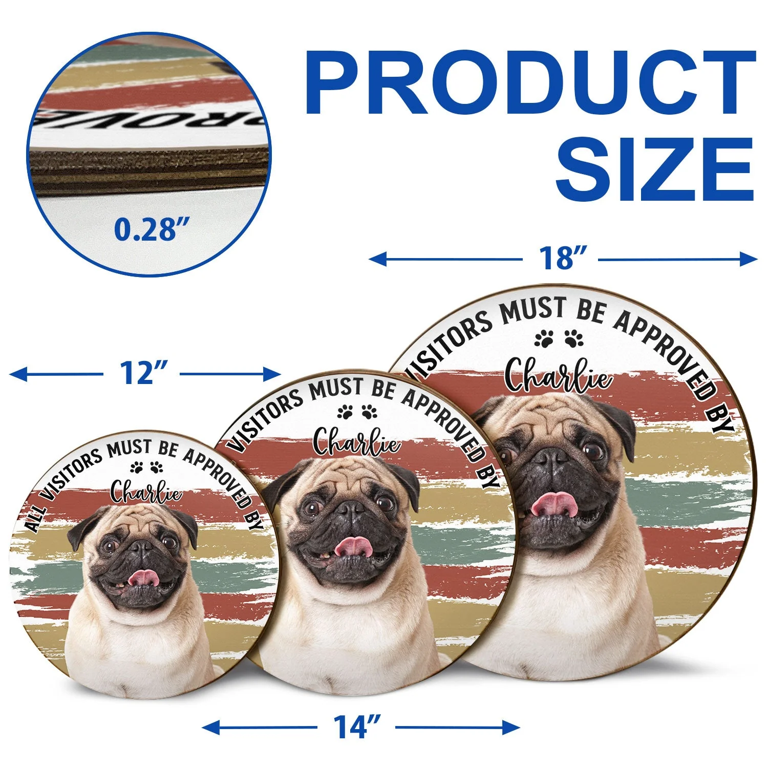 Custom Photo All Visitors Must Be Approved By Dogs Cats - Gift For Pet Lovers - Personalized Wood Circle Sign - Image 6