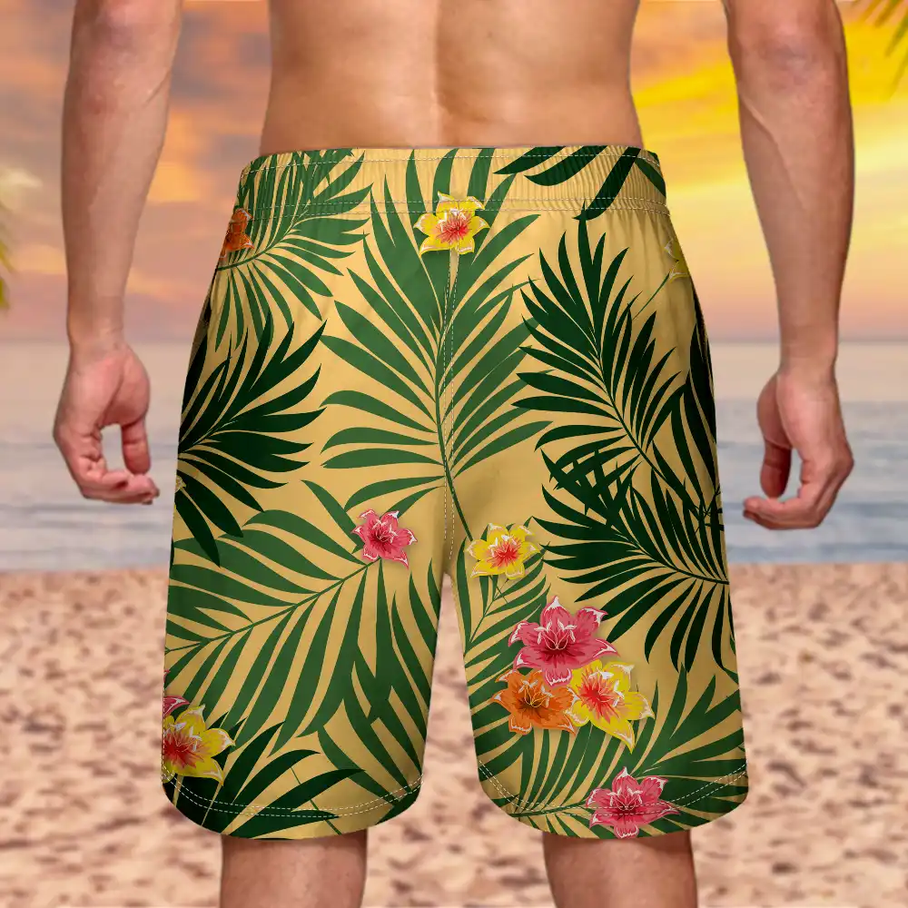 Custom Photo Aloha Dog Cat - Personalized Unisex Beach Shorts - Image 5