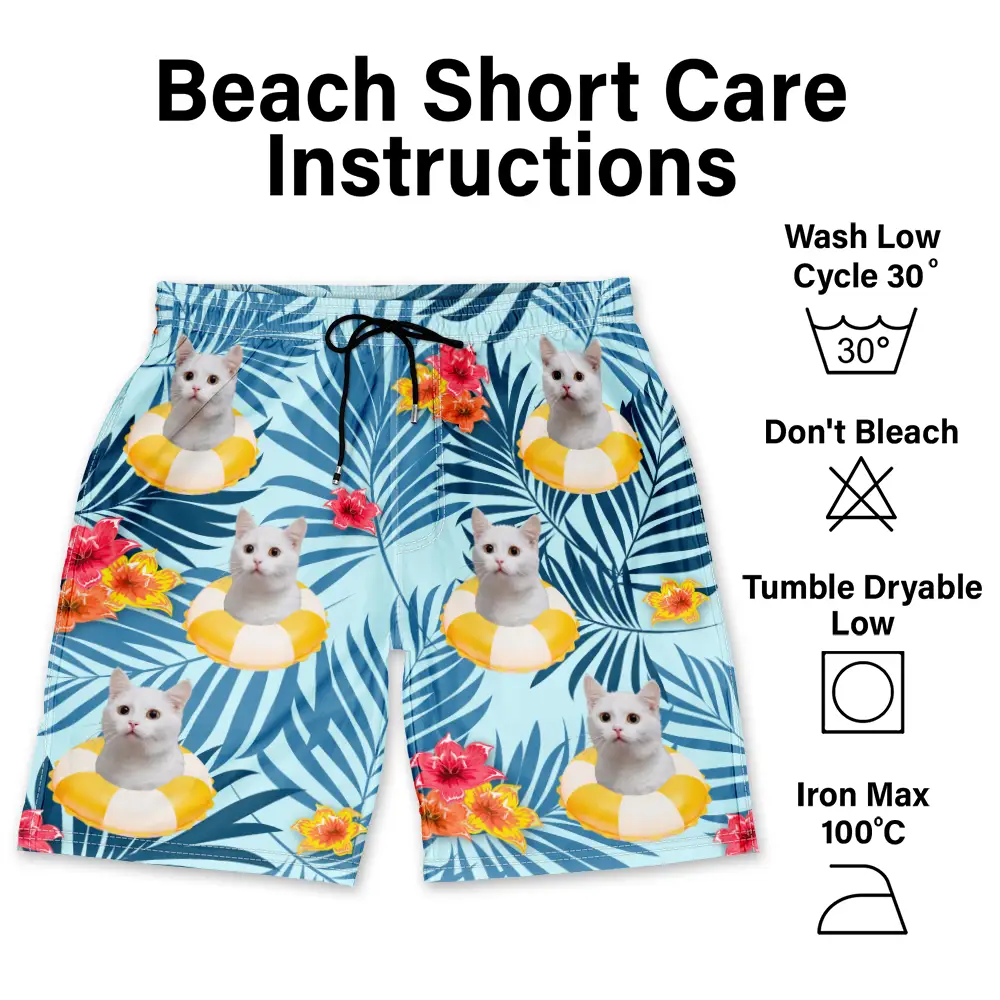 Custom Photo Aloha Dog Cat - Personalized Unisex Beach Shorts - Image 7